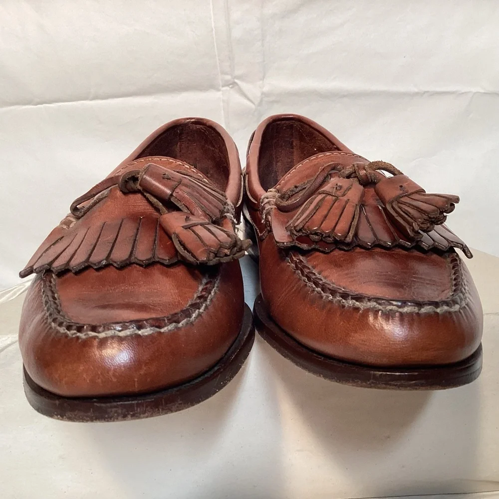 Men’s Hunt Club Brown Leather Tassel Loafers Size 8 1/2 - Picture 9 of 10